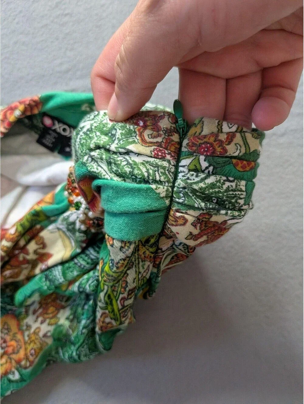 XOXO Skort Juniors M Green Floral Chiffon Ruffle Beaded Lined Mini Summer